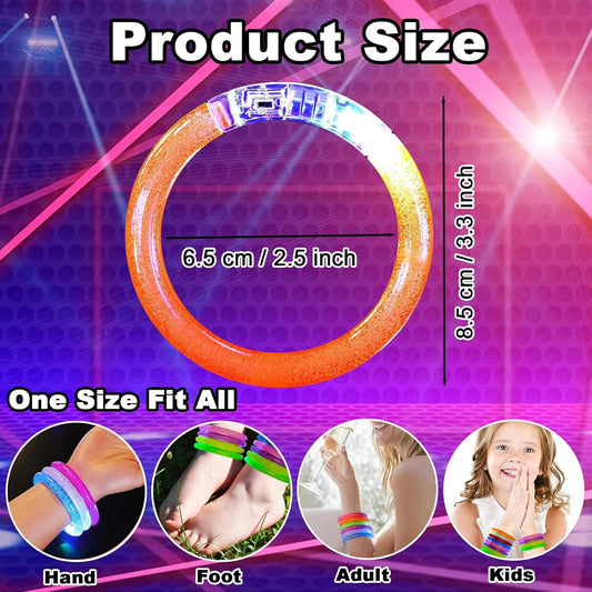 24 Pack Glow In The Dark LED Bracelets,Light Up Bracelets Glow Sticks,Birthday Carnival Neon Party Supplies for Kids Adults,Light up Toys Halloween Party Favors,8 Colors