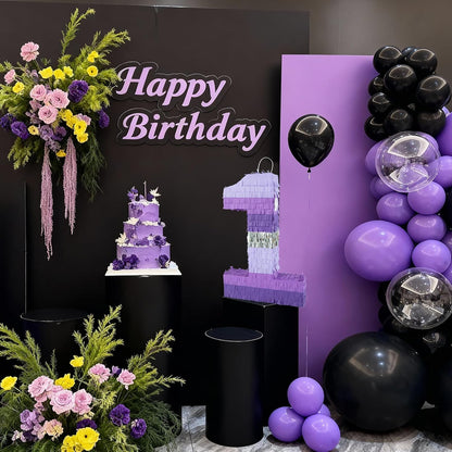 PCFING 20 Inch Number 1 Piñata Purple Silver with 30 Inch Piñata Stick Blindfold Confetti for Boy Girl Kids Birthday Party Decorations, Anniversary Celebration, Fiesta