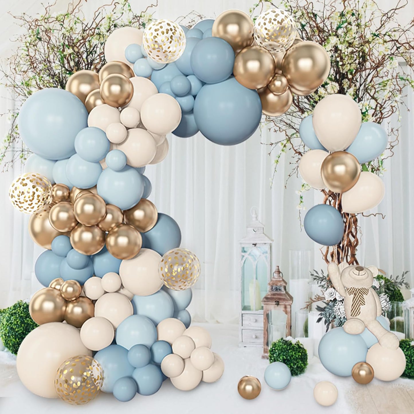 Amandir 153pcs White Sand Balloons Arch Garland Kit Different Sizes 18 12 10 5 Inch Cream Beige Sand White Latex Balloon for Birthday Boho Neutral Baby Shower Wedding Anniversary Party Decorations
