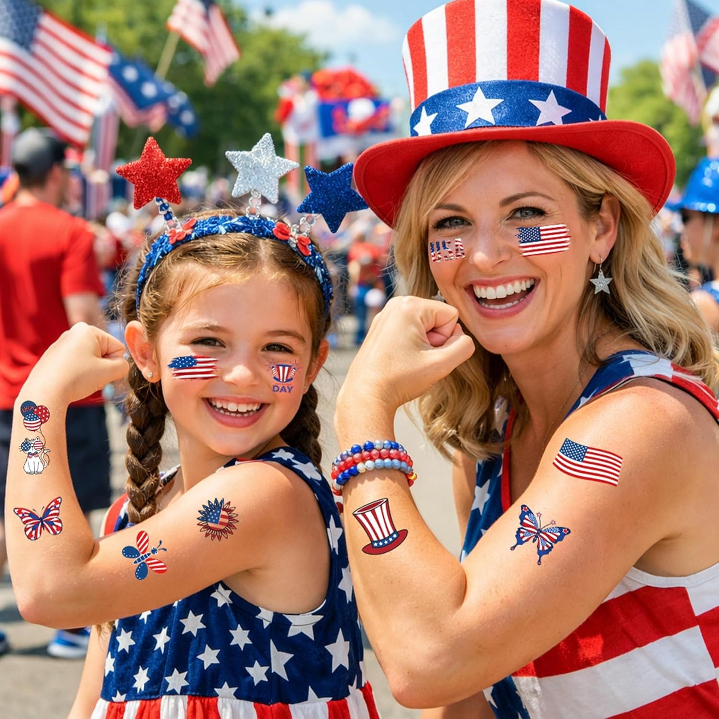 120 PCS Glitter Summer Temporary Tattoos For Kids - Hawaiian Luau Party Favors, Adults Bulk Fun Pool Party Supplies and Tropical Beach Theme Waterproof Decorations