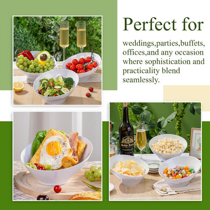 Liacere 54 OZ Clear Plastic Serving Bowls - 16PCS Angled Serving Bowls - Disposable Bowl for Candy Chip - Party Table Salad and Fruit，Can be Used Weddings and Gatherings＆ New Year