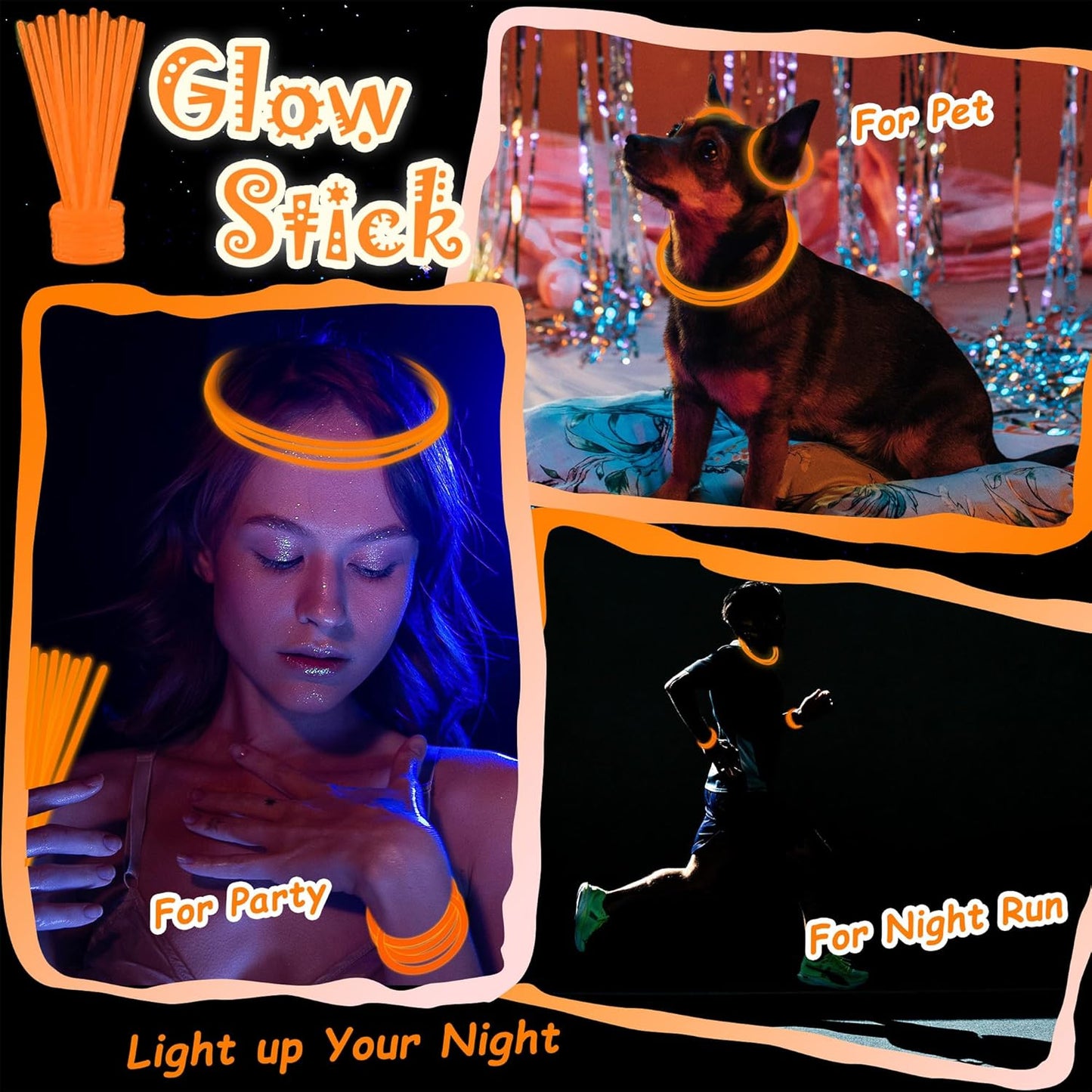 100 pk 8" Glow Sticks Bulk Party Favors, Light up Glow Necklaces & Bracelets in the Dark Party Supplies For Christmas Halloween 4th of July Birthday Neon Party (100 * Blue)
