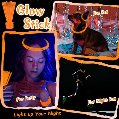 100 pk 8" Glow Sticks Bulk Party Favors, Light up Glow Necklaces & Bracelets in the Dark Party Supplies For Christmas Halloween 4th of July Birthday Neon Party (100 * Blue)