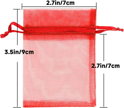 joycraft 50Pcs Organza Bags, 2x3 inch Gift Favor Bags, White Wedding Favor Bags, Jewelry Pouches with Drawstring, Mesh Bags Drawstring for Jewelry, Festival, Makeup, Candy, Desserts