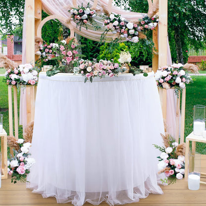Suppromo 6ft Pink Tulle Table Skirt Baby Shower Tablecloth for Rectangle Tables or Round Tables Pink Ruffle Tutu Table Skirts Desk Skirt for Princess Girls Birthday Party Cake Dessert Decorations
