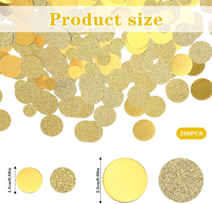 Gold Confetti for Tables, 200Pcs Round Glitter Scatter Table Decoration - Gold Confetti Craft for Wedding Bridal Baby Shower Celebration Circle Dots Decor