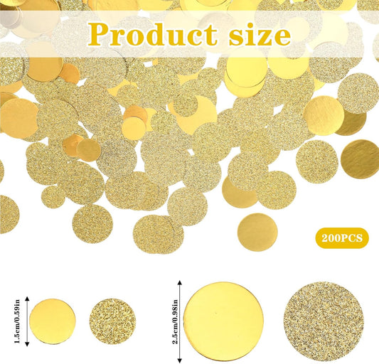 Gold Confetti for Tables, 200Pcs Round Glitter Scatter Table Decoration - Gold Confetti Craft for Wedding Bridal Baby Shower Celebration Circle Dots Decor