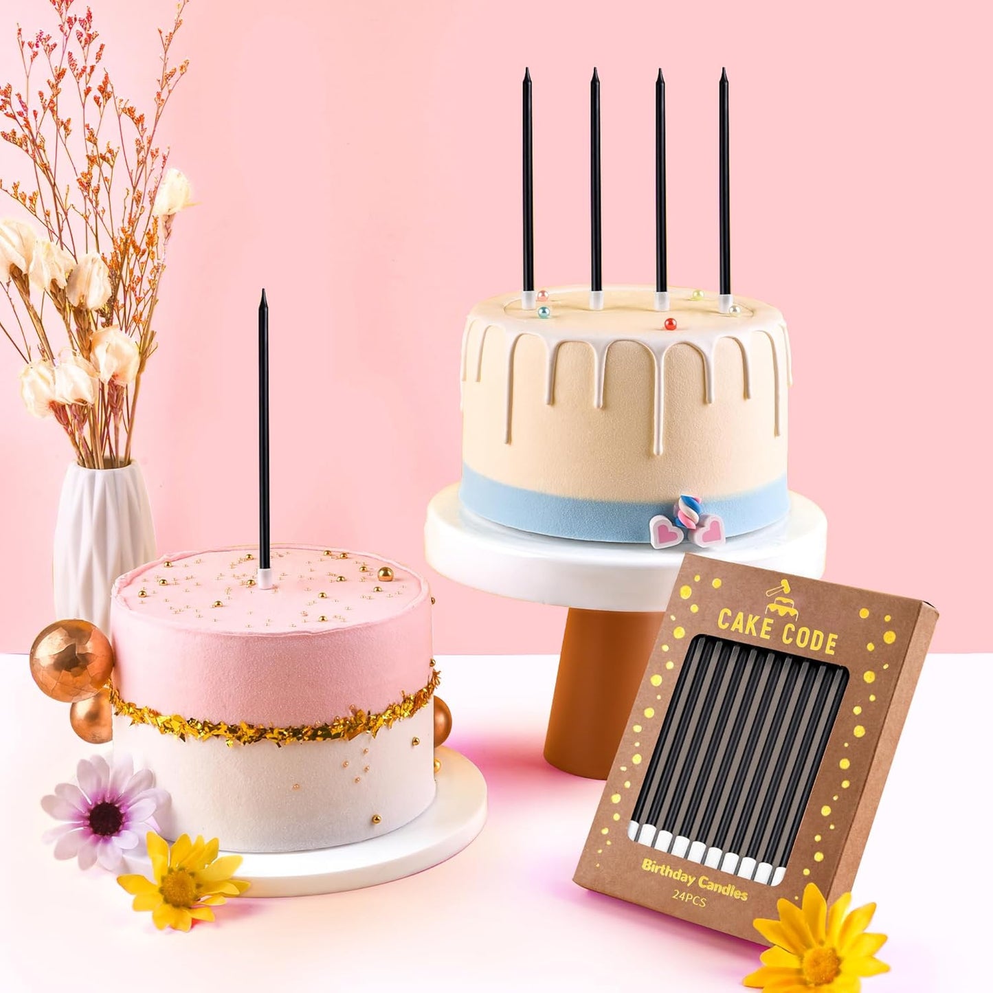 Pink Gold Long Thin Birthday Candles, Cake Candles, Birthday Parties, Wedding Decorations, Party Candles