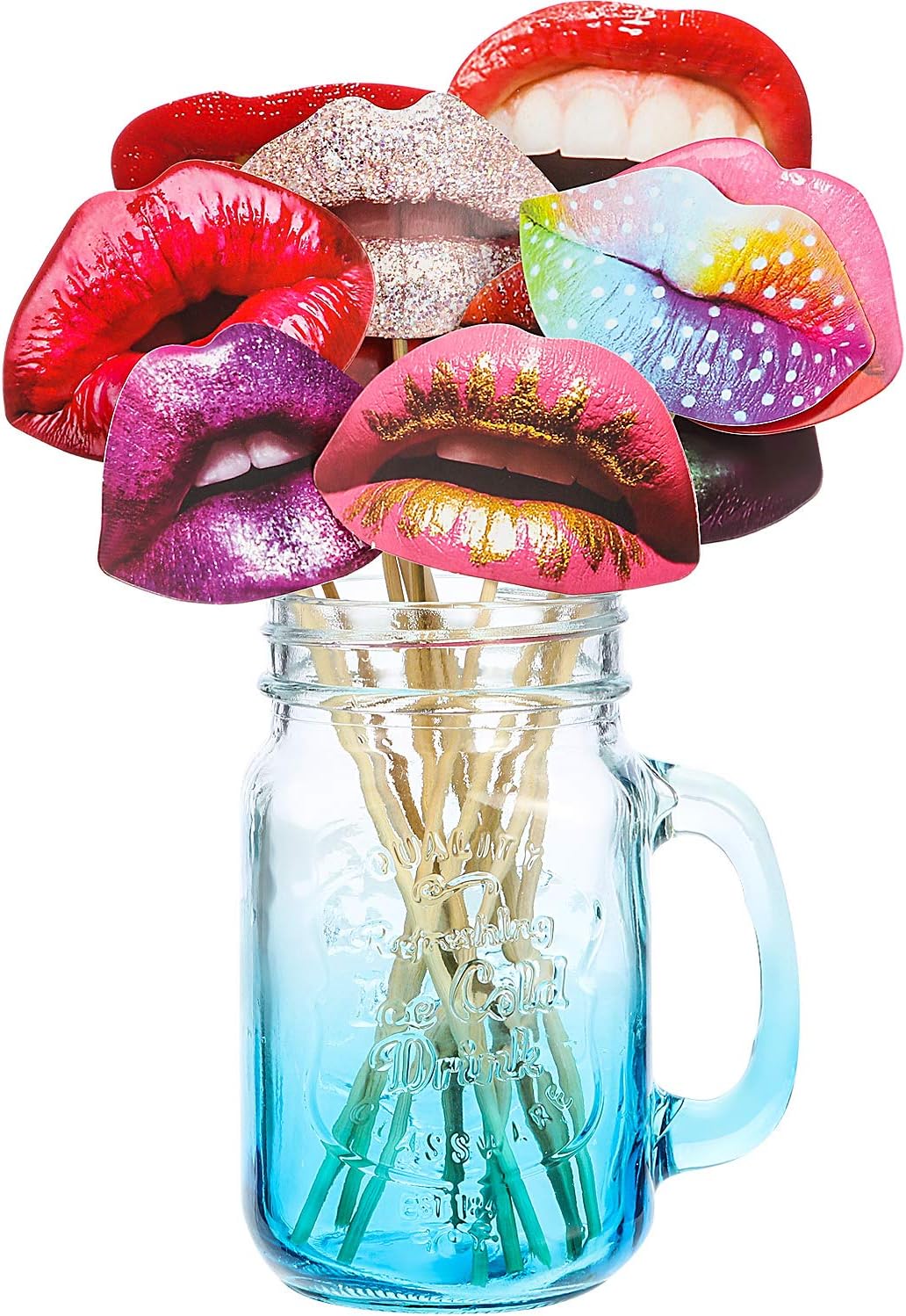 Gejoy 40 Pcs Graduation Photo Booth Props DIY Kit Funny Selfie Props Accessories Funny Mouth Lips Party Photo Booth Prop for Grad Wedding Prom Party Supplies Favors with Wood Stick