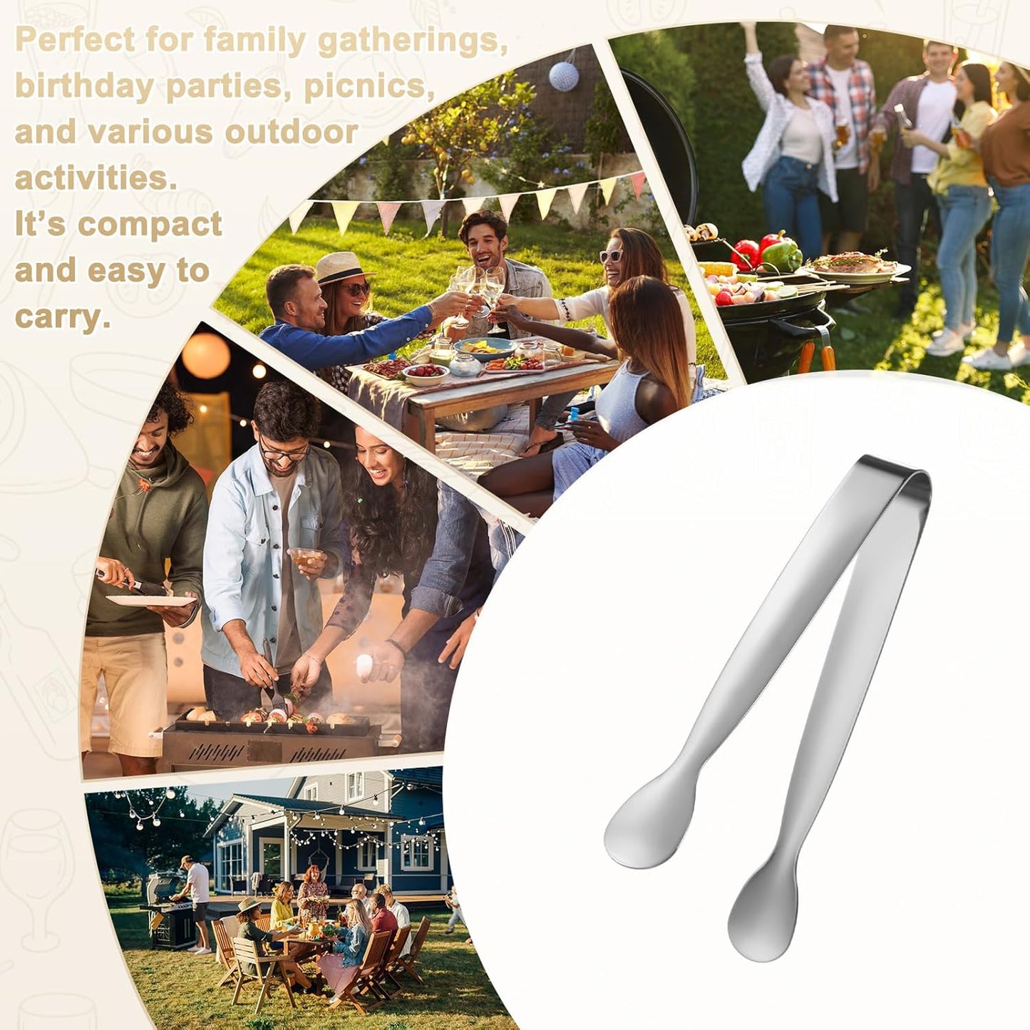 M METERXITY 12-Pack Mini Serving Tongs, 4.3 Inch 304 Stainless Steel Mini Sugar Cube Ice Tongs for Tea and Coffee Party/Outdoor Activities, Small U-shaped Metal Accessories [Colorful]