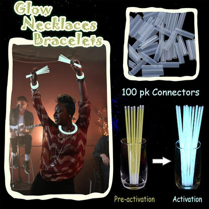 100 pk 8" Glow Sticks Bulk Party Favors, Light up Glow Necklaces & Bracelets in the Dark Party Supplies For Christmas Halloween 4th of July Birthday Neon Party (100 * Blue)