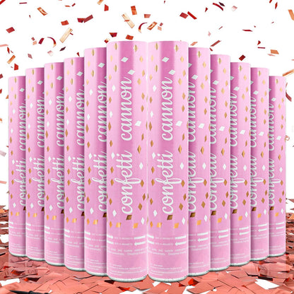 Confetti Cannon Rose Gold Confetti Poppers 12 Pack Confetti Party Cannon Bulk Pink Foil Party Poppers Shooters Mylar Popper for Wedding,Birthday,Graduations,New Year Celebration