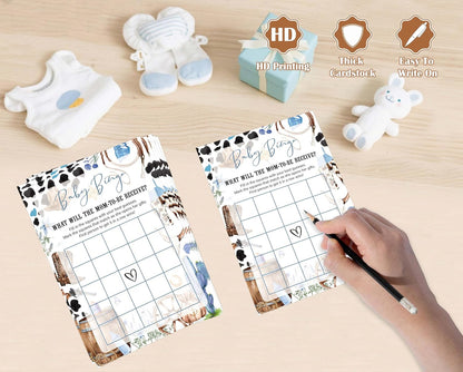 Cowboy Baby Shower Bingo Game, Pack of 30 Game Cards, Wild West Rodeo Shower Game, Gender Reveal Party Decorations, Gender Neutral - KR59