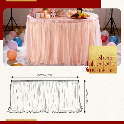 THARAHT Tulle Table Skirt 6FT 180CM Long for Rectangle Tables Round Tables Ruffle Desk Skirt for Princess Girls Birthday Party Cake Dessert Decorations Table Skirt