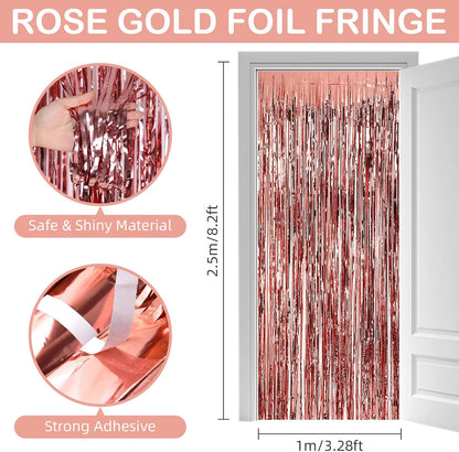 Silver Fringe Curtain Party Streamers, 12 Pack 3.3ft x 8.2ft Foil Curtain Backdrop Tinsel Foil Fringe Curtains Photo Booth Backdrop Streamer for Birthday, Wedding, Baby Shower, Disco Party