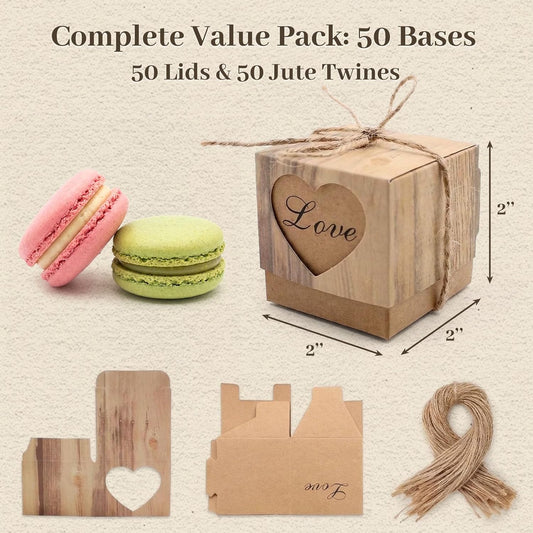 VGOODALL Small Gift Boxes, Party Favor Boxes, 2 x 2 x 2 Inches 50 Pack for Guests Bridal Baby Shower Anniversary Birthday Party Decorations