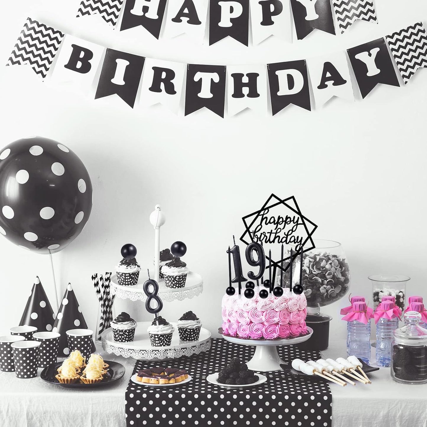 Yerliker 34 Pcs Happy Birthday Cake Toppers Decorations Birthday Candles DIY Cake Decor for Men Women Wedding Anniversary(Gold)