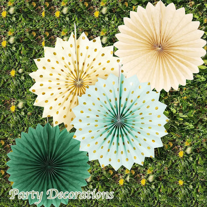 Sage Green and Pink Gold Birthday Party Decorations Kits with Happy Birthday Banner,Circle Dots Garland, Flower Pom poms,Honeycom Ball,Paper Fan,Swirls Hanging for Women Girls Decor Supplies
