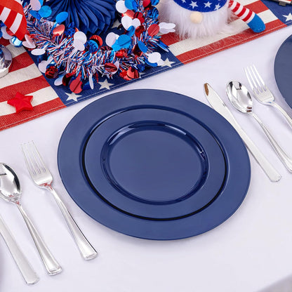 FLOWERCAT 60PCS White Plastic Plates - Heavy Duty White Disposable Plates for Mother's Day/Birthday Party/Wedding -serve for 30 guests Include 30PCS 10.25" & 30PCS 7.5" Plates for Party