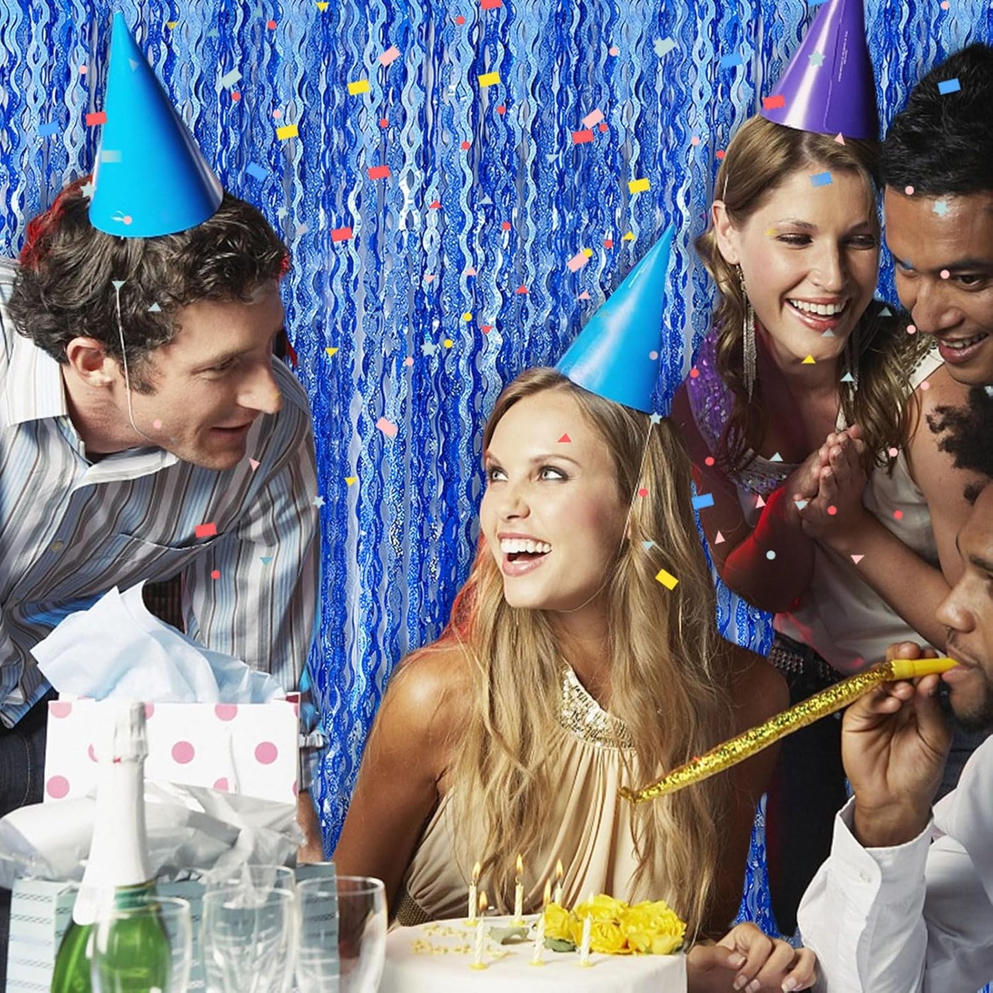 Tinsel Foil Fringe Curtains Wavy Backdrop for Parties Sparkle Metallic Wavy Foil Fringe Backdrop Curtain for Party Decorations Photo Booth Props for Birthday Graduation Wedding