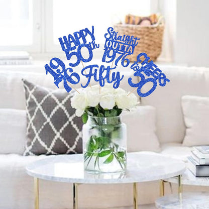 15 PCS 50th Birthday Centerpiece Sticks Fifty Happy 50th Straight Outta 1976 Table Flower Centerpieces Sticks Cheers to 50 Floral Decorations for 50th Birthday Party Centerpieces Supplies Black