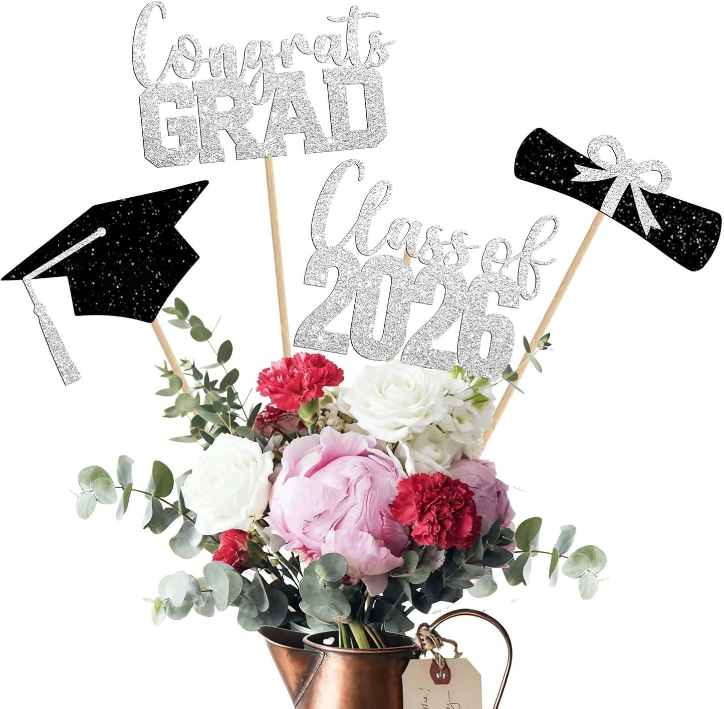 Class of 2026 Centerpieces Sticks for Graduation, 16 Pcs Graduation Decorations Cake Toppers, Graduation Theme Party Decorations Supply(BG)