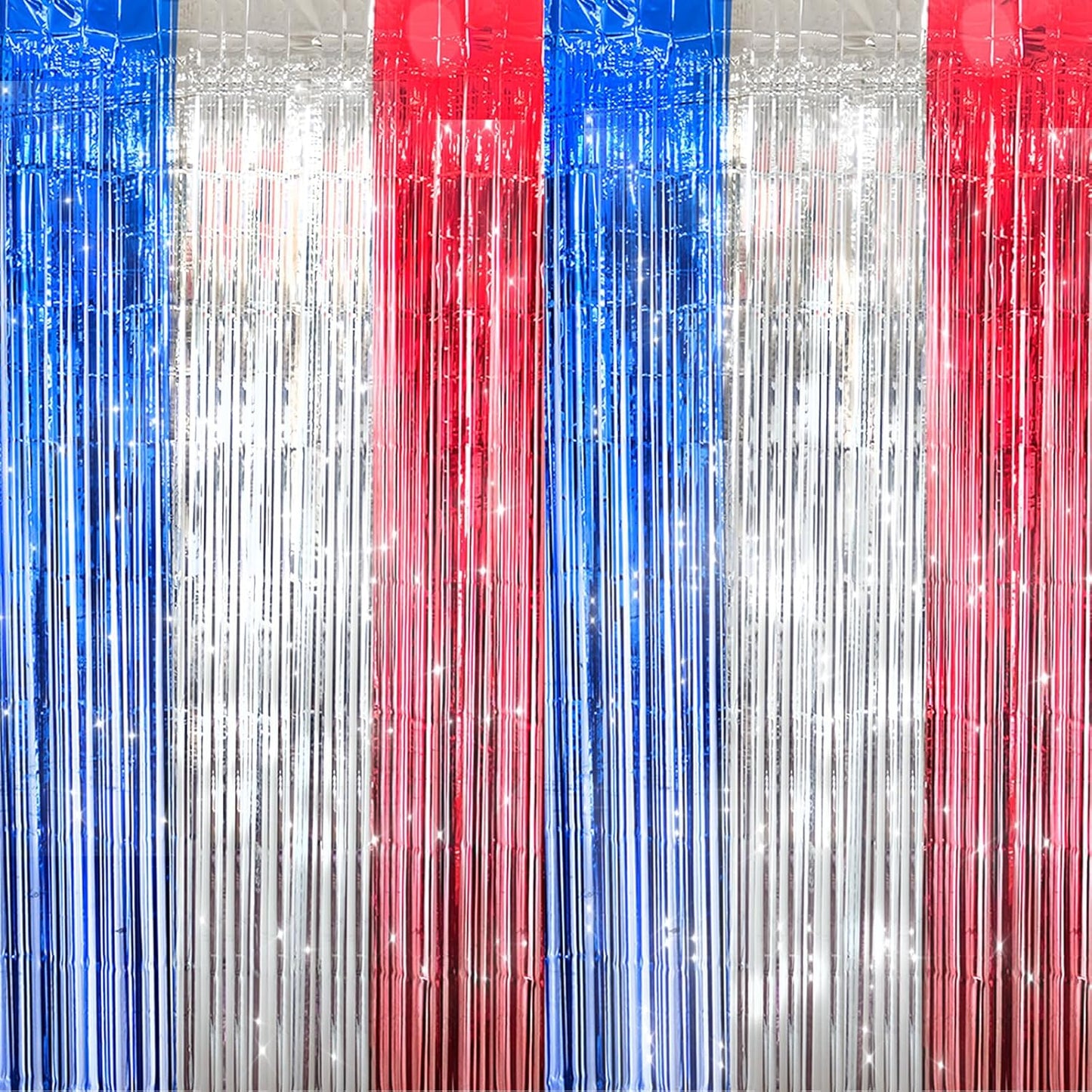 2 Pack Shiny Silver Tinsel Foil Fringe Curtains, 3.3ft x 6.6ft Iridescent Streamers Party Photo Backdrop for Birthday, Wedding, Engagement, Bachelorette Party Decoration