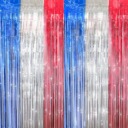 2 Pack Shiny Silver Tinsel Foil Fringe Curtains, 3.3ft x 6.6ft Iridescent Streamers Party Photo Backdrop for Birthday, Wedding, Engagement, Bachelorette Party Decoration