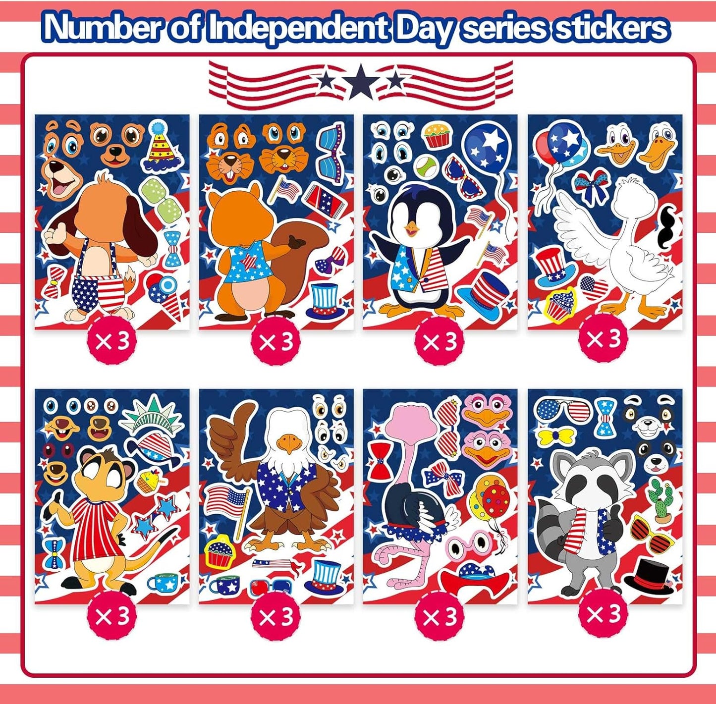 24 Sheets Summer Stickers for Kids Toddlers, Make-a-face Stickers for Kids Classroom Make Your Own Animal Mix & Match Sticker, Pool Beach Luau Hawaii Sticker, Summer Holiday Party Favors