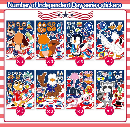24 Sheets Summer Stickers for Kids Toddlers, Make-a-face Stickers for Kids Classroom Make Your Own Animal Mix & Match Sticker, Pool Beach Luau Hawaii Sticker, Summer Holiday Party Favors