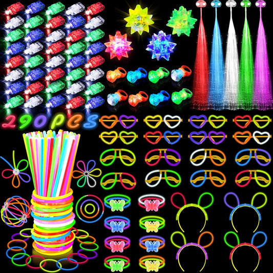 New Years Eve Party Supplies 2026, Glow in the Dark Party Supplies for Kids Adults, Light Up Party Favors with 57 LED Light Up Toys, 100 Glow Sticks Bulk DIY Glow Necklaces Neon Party Decorations