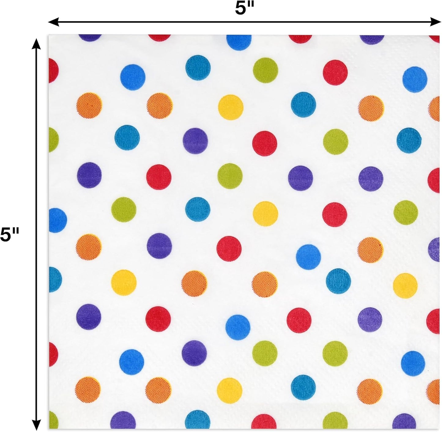 Gift Boutique 100 Rainbow Dot Cocktail Beverage Napkins Disposable Paper Colorful Polka Dots Dessert Napkin for Spring Carnival Festival Holiday Bridal & Baby Shower Tableware Party Supplies