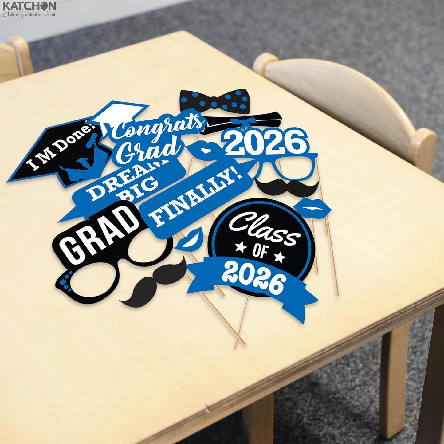 KatchOn, Graduation Photo Booth Props 2026 - Pack of 21 | 2026 Graduation Photo Props for Blue and White Graduation Decorations 2026 | Graduation Picture Props, 2026 Graduation Decorations
