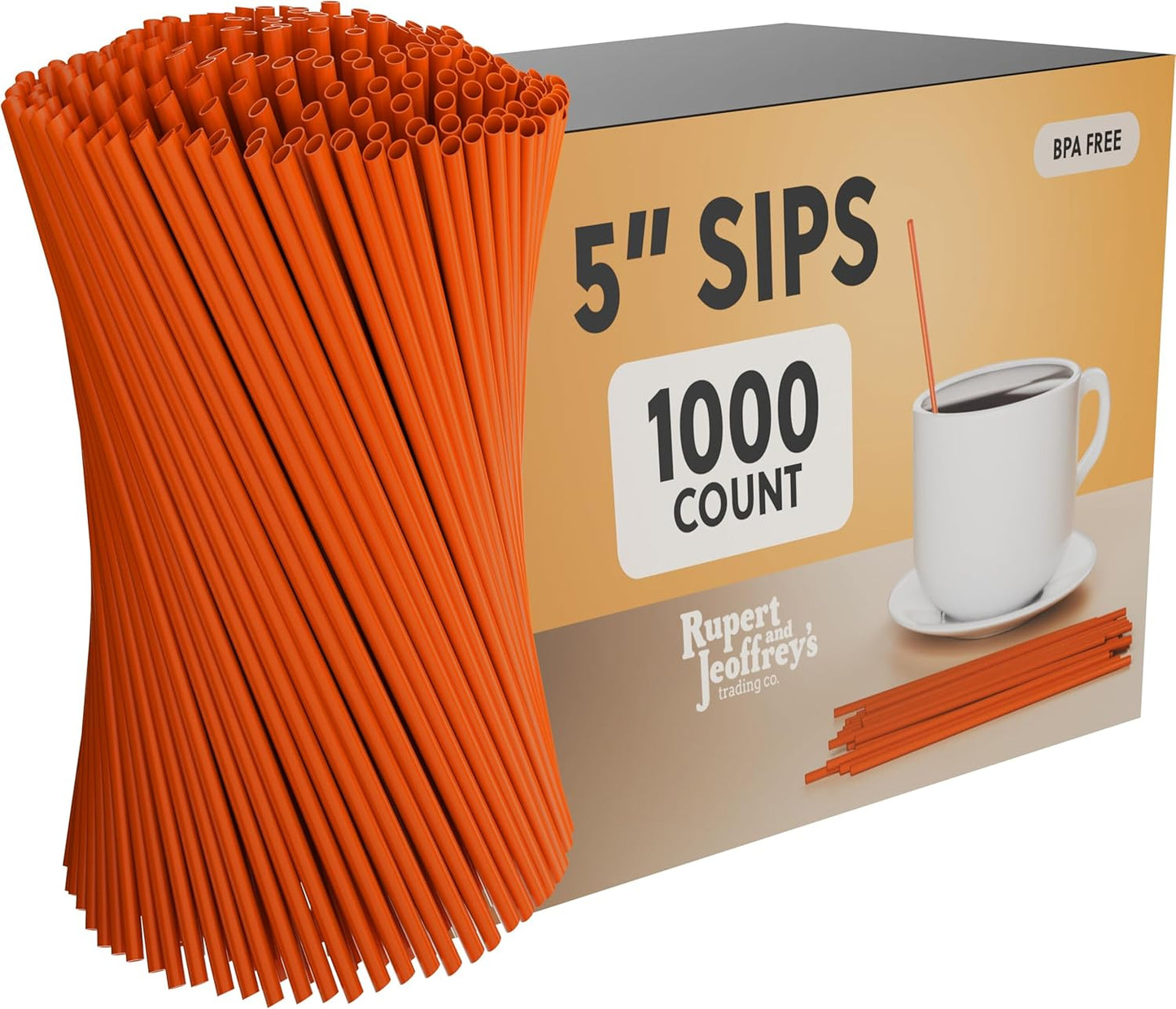 Disposable Plastic Coffee Stirrer Straw - 5 Inch Sip Stir Stick (1000, Neon)
