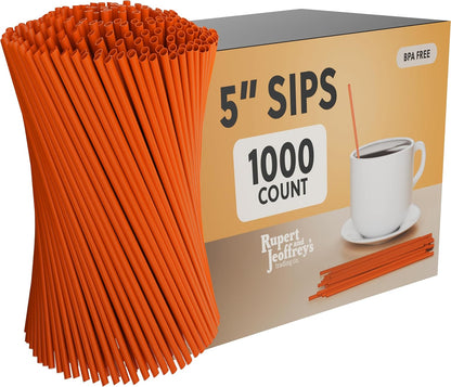 Disposable Plastic Coffee Stirrer Straw - 5 Inch Sip Stir Stick (1000, Neon)