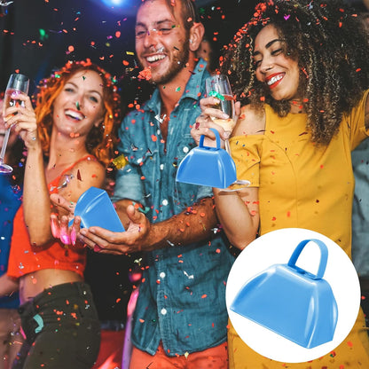 Zhengmy 24 Pcs Metal Cowbells Noisemakers with Handles, Cow Bells Noise Makers for Sporting Events 3 Inch Bulk Cheering for Football Baseball Games Team Wedding Celebrations(Blue)