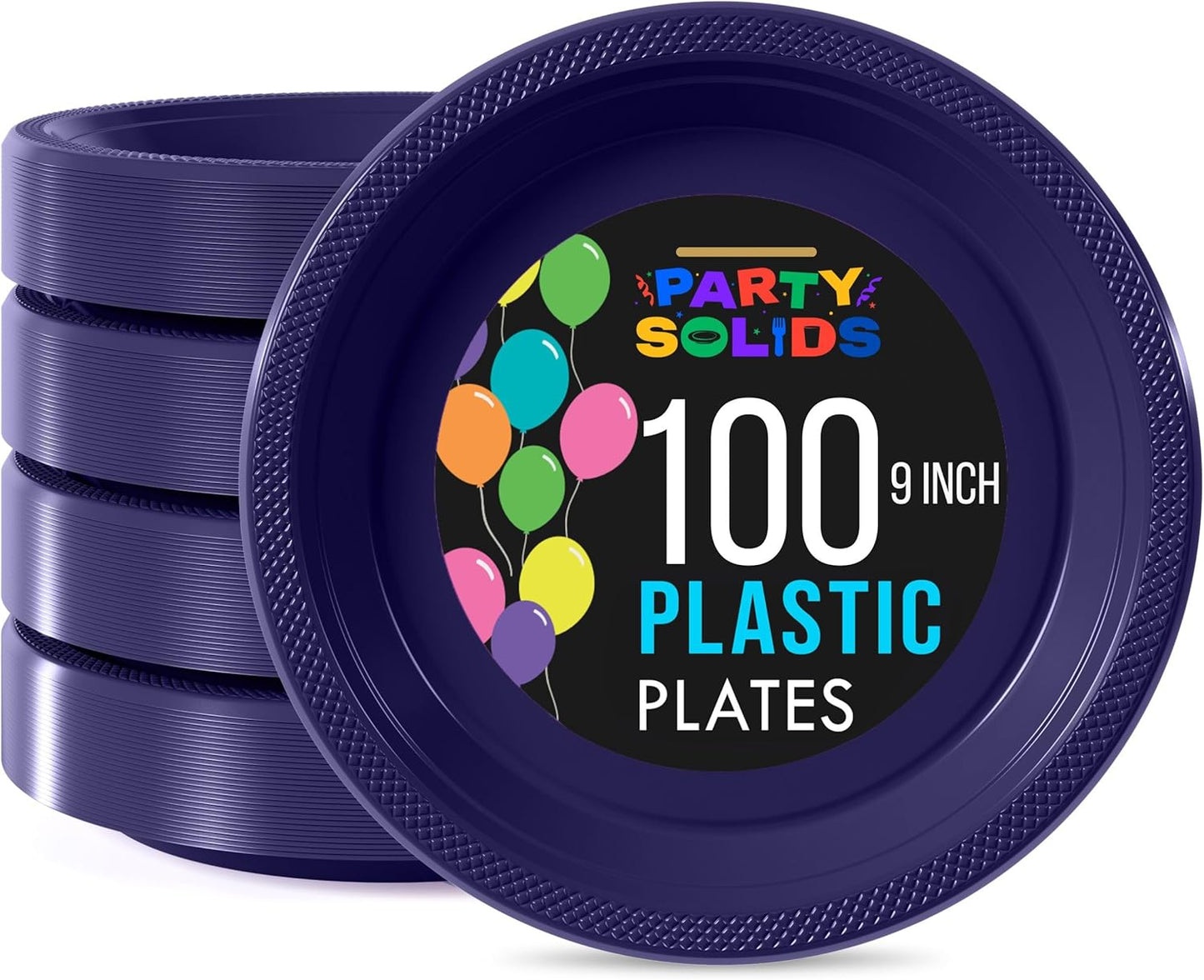 Party Solids Black Plastic Plates For Party 10" Black Disposable Plates For Party Supplies 100 Pcs Plastic Dinnerware Sets Heavy Duty 350 GSM Disposable Dinnerware Set