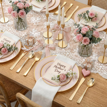 350 Pieces Black and Gold Plastic Plates with Disposable Silverware, Include 50 Dinner Plates 9”, 50 Dessert Plates 6.3”, 50 Black Cups 9 OZ, 50 Pre Rolled Napkins for Wedding Party Graduation