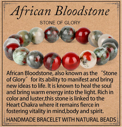 LPBeads Handmade Natural Gemstone Stretch Elastic Bracelet Healing Crystal Round Stone Beads Jewelry Gifts for Women Men