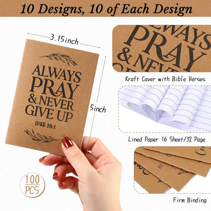 Fuutreo 40 Pcs Father's Day Christian Gift Bible Verse Prayer Journals Bible Pens Inspirational Religious Notebook Mini Scripture Pocket Notepad for Church Pastor Men Women Sunday School Graduation