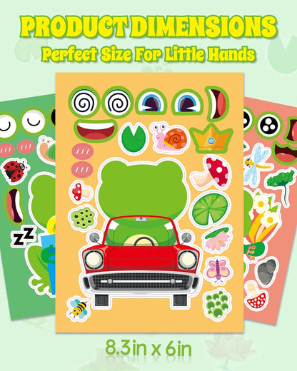 Aowplc 36 Pcs Make-A-Face Sticker Sheets Kids Party Favors Mix and Match Stickers with Dinosaurs, Mermaids, Unicorns, Horses, Farm & Sea Animals for Parties, Birthdays, Classroom Activities & Crafts