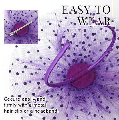 DRESHOW Fascinators Hat Flower Mesh Ribbons Feathers on a Headband and a Clip Tea Party Headwear for Girls and Women - Colors A