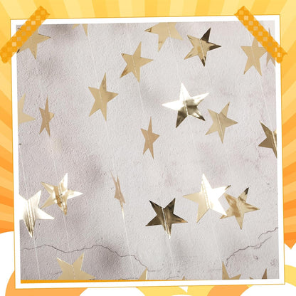 Spakon 65 Feet Glitter Star Paper Garland Banner Hanging Decoration Star Streamers Double Side 2026 Graduation Decorations for Wedding Birthday Festival New Year Party Decoration (Gold)