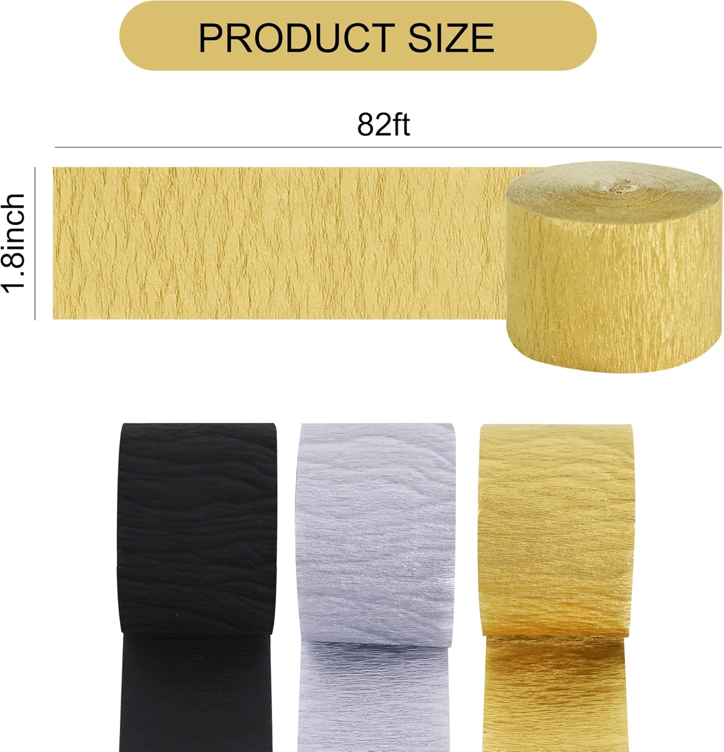 BEISHIDA 8 Rolls Red Yellow Blue and Green Crepe Paper Streamers for Carnival Circus Sesame Street Paw Party Decorations, Birthday DIY Craft Paper(1.8 Inch x 82 Ft/Roll)