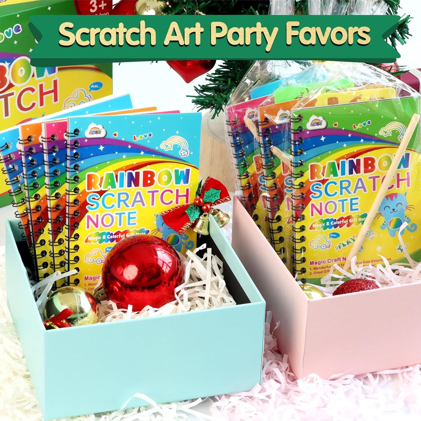ZMLM 24 Pack Scratch Art Party Favors: Birthday Party Favors for Kids 4-8, Bulk Rainbow Scratch Notebook Paper Pads, Goodie Bags Stuffers Girls Boys Classroom Gifts Crafts Toys