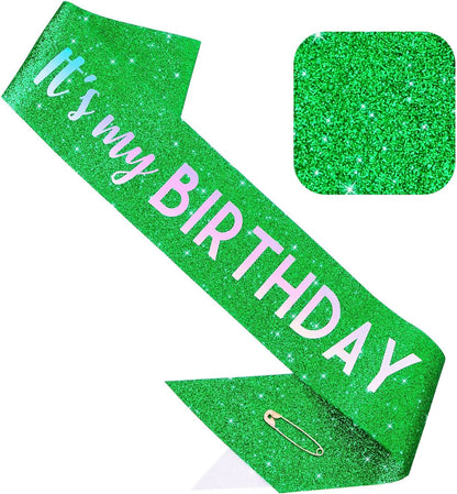 It's My Birthday Sash Black Glitter Sash with Hot Pink Foil Happy Birthday Decorations for Women Girls Men Boys Black Party Decorations