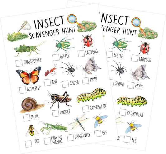 25 Pcs Nature Scavenger Hunt Cards, Outdoor Insect Scavenger Hunts, Camping Scavenger Hunt Game Set, Outdoor Travel Seek Activity, Holiday Party Games for Family Friend, A03
