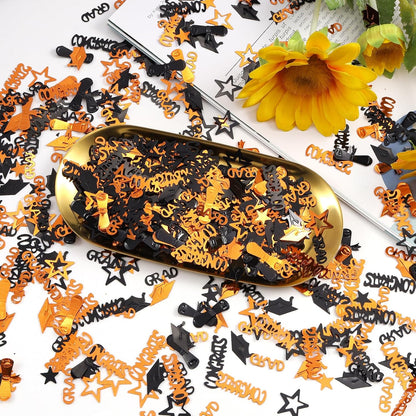 Gold and Black Graduation Confetti 2026, 1000 Pcs Congrats Grad Confetti Class of 2026 Party Table Centerpiece for 2026 Graduation Party Decorations