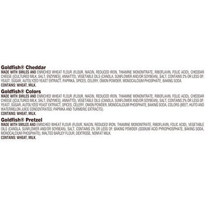 Goldfish Crackers Big Smiles Variety Pack with Cheddar, Colors, and Pretzels, Snack Packs, 30 Ct