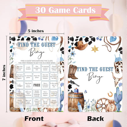 Cowboy Baby Shower Bingo Game, Pack of 30 Game Cards, Wild West Rodeo Shower Game, Gender Reveal Party Decorations, Gender Neutral - KR59